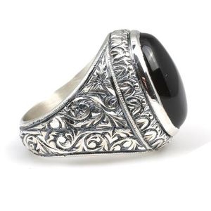 Bijoux faits main en argent 925, opale éthiopienne de coupe ovale délicate, motif géométrique avec Elii Kalemli pour homme, à porter au quotidien, Yzk - Product Image 4
