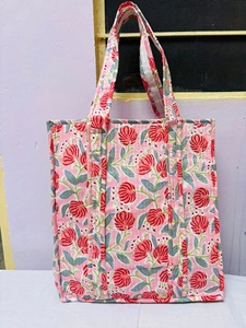 กระเป๋าผ้าคอตตอนพิมพ์ลายด้วยมือมีซิปแบบกลับด้านได้พิมพ์ลายขนาดใหญ่ - Product Image 6