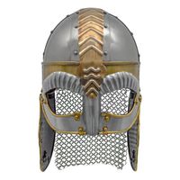 Casque Viking Historique, Armure de Loup, Acier Plaqué Argent Poli, Style Moderne Antique Médiéval Vintage, Croix Angélique Décorative, Seax