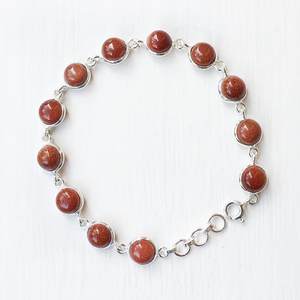 Bracelet réglable en argent sterling 925 pour femme, pierre de soleil brune, lunette en pierre de guérison, bijoux pour cadeaux ou fêtes - Product Image 3