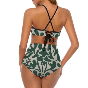 2026 Latest Design Beach Were <b>Set</b> Eco Friendly Spandex Nylon Vibrant Flower Pattern & Anti UV Protection Women <b>Bikini</b> <b>Set</b> - Product Image 3