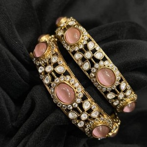 Bracelet Polki or mat laiton polonais ensemble de bijoux pour les mariages fêtes Options de taille 2.4 2.6 plaqué or bijoux de mode cadeaux - Product Image 1