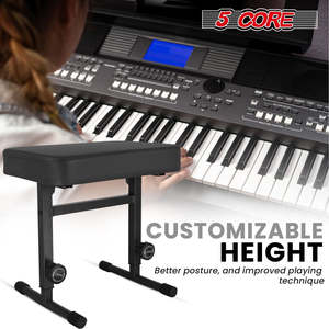 5 Core Keyboard Bench 3 <b>Padded</b> Cushioned Piano <b>Stool</b> Height Adjustable Guitar Seat Folding Portable - Product Image 6