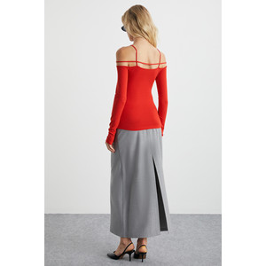 Chemisier à boucles et bretelles décoratives en viscone et lycra pour femme ETHIQUET LIADAN - Product Image 6