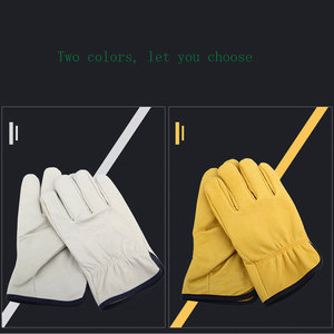 ถุงมือขับรถหนังแพะแบบมีปีกขนาด10นิ้วถุงมือหนังวัวสำหรับขับรถสีขาวสีเหลือง - Product Image 6