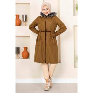 Manteau hijab Bondit à poches détaillées, marron, motif régulier, tailles 38/40, fabriqué en Turquie - Product Image 6