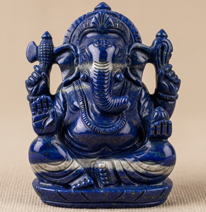 รูปปั้นพระพิฆเนศแกะสลักด้วยมือพร้อมของขวัญทางธุรกิจที่ Lapis Lazuli หัตถกรรมอัญมณีแกะสลักทำในอินเดีย - Product Image 1