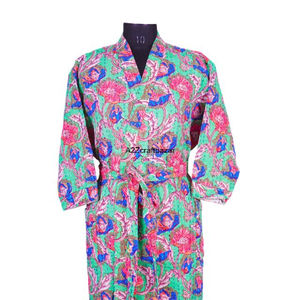 Nuevo Kimono de Algodón 100% de Alta Calidad con Estampado Floral Digital, Cuello en V y Largo Completo para Mujer - Product Image 4