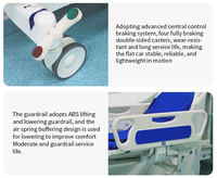 Chariot médical de luxe professionnel en ABS de haute qualité avec système de levage et guide à 5 roues pour les salles d'urgence et de soins intensifs hospitalières