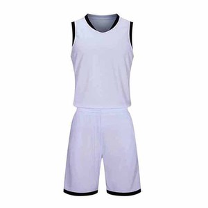 Men's Blue V-Neck Sleeveless Basketball Jersey Set Moisture Wicking Polyester Uniform Elastic Waist Shorts - Product Image 4