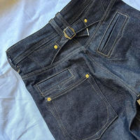 Özel Tasarım Erkek Vintage İspanyol Paça Pantolon Ham Japon Selvedge Denim Yüksek Bel Hip Hop Bol Rahat Kesim Sokak Giysisi Düz Renk Yıkanmış