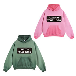 เสื้อผ้าผู้ชายทรงปกติ ผ้าฝรั่งเศสเทอร์รี่ 100% ผ้าฝ้าย ย้อมสีพื้น ลุควินเทจ ทำสีซีดแบบฟอกกรด ผ้าหนา ซีดจางจากแสงแดด เหมาะสำหรับฤดูหนาว - Product Image 2