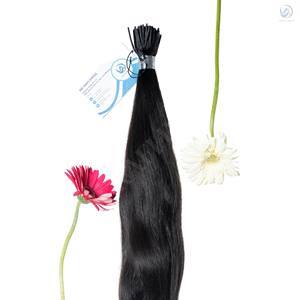 I Tip Extensions de cheveux colle à la kératine pré-collée cheveux humains bruts 100g Bundle Double cuticule dessinée alignée Look naturel longue durée - Product Image 3