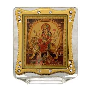 Cadre Durga en acrylique doré HOME GENIE 3 pouces (8 cm) | Tableau de bord de voiture et décoration intérieure | Mini cadeau - Product Image 1