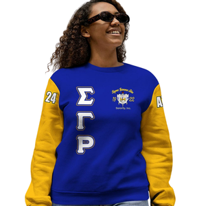 Sudadera con Cuello Redondo Azul y Dorado de Sigma Gamma Rho, Ropa de Hermandad Griega de 1922, Sudadera de Forro Polar Premium, Ropa de Invierno para Mujer, Estilo de Regalo - Product Image 5