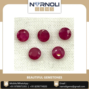 Piedras Preciosas Sueltas de Rubí Rojo Natural con Corte Brillante Redondo, Cristales Facetados en Par a Juego para Monturas de Pendientes Personalizadas - Product Image 2