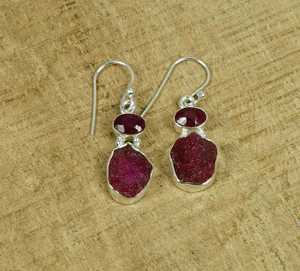 Boucles d'oreilles en argent sterling faites à la main crochet rubis cadeau de naissance de juillet pour la Saint-Valentin pour les mariages - Product Image 2