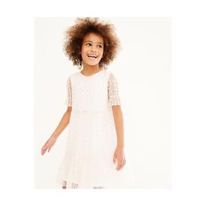Abito da festa a strati a maniche corte Glitter per ragazze - Product Image 6