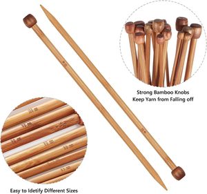 14" Extra Long Bamboo Knitting Needles Set 18 Pairs Smooth, Splinter Free Single Pointed 36 Pcs 18 Sizes: 2mm-10mm - Product Image 4