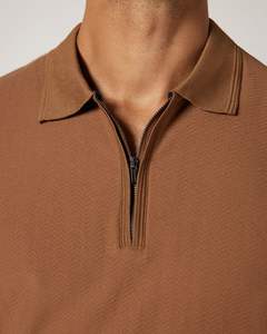 Polo pour hommes 100% coton fermeture éclair sur le devant coupe ajustée tissu respirant doux design élégant parfait décontracté semi formel commande en gros - Product Image 5