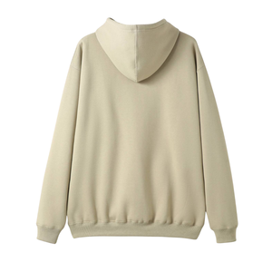 Sweat à capuche unisexe beige en molleton de coton premium, uni, décontracté, streetwear, coupe oversize, vente en gros - Product Image 2