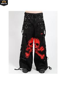 กางเกงคาร์โก้กีฬาสไตล์กอธที่มีสายรัดมีกระเป๋าซิปกระเป๋าผ้าใบเอวสูงสำหรับลุคพังก์ในเมือง - Product Image 1