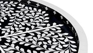 Plateau de service moderne en incrustation d'os en bois floral fait à la main meilleurs prix pour plateau décoratif de couleur noir blanc pour mariage Diwali - Product Image 4
