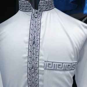 Bata de algodón y lino para hombre, prenda masculina de manga larga con cuello de pico, estilo islámico e informal, en oferta - Product Image 1