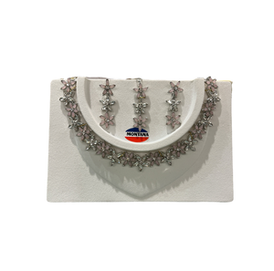 Luxury Handmade Women Earrings and Necklace <b>Jewellery</b> <b>Set</b> Elegant Layered Look Colour Rhodium Linkset with Adjustable Chain - Product Image 1