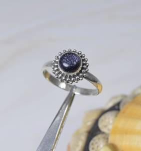 High Quality 925 <b>Sterling</b> <b>Silver</b> Brilliant Shape Bezel <b>Set</b> <b>Ring</b> Blue Natural Sunstone Gemstone Classic Elegant Wedding Party - Product Image 1