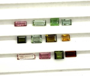 Lot de pierres précieuses en vrac en tourmaline multicolore naturelle 4-5*10 MM coupe baguette pour la fabrication de bijoux coupe baguette multi-tourmaline - Product Image 2