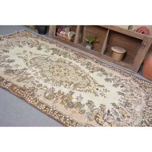 5.1x9.1 ft Vintage Rug, <b>Brown</b> Persian Turkish Rug <b>Wool</b> - Product Image 4