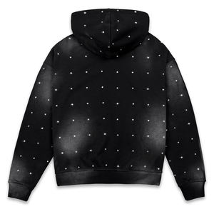 Sweat à capuche gothique avec strass et dents de vampire pour hommes, sweat-shirt zippé avec design en cristal étincelant, streetwear en coton polaire à la mode - Product Image 5