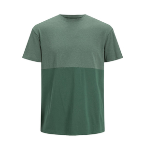 Camiseta de Hombre con Bloques de Color en Contraste, Manga Corta, Cuello Redondo, Tejida, Lisa, Casual, Estilo Urbano - Product Image 1