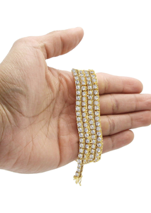 Premium Quality Custom 14K White/Yellow/Rose Gold 4mm Round Moissanite Diamond <b>Tennis</b> Chain for Weddings - Product Image 2