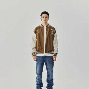 Vestes universitaires d'hiver pour hommes grande taille, vente en gros, logo personnalisé sur le devant, coupe-vent, 100% coton, veste de baseball d'hiver - Product Image 3