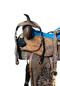 Juego de tachuelas de cuero genuino de primera calidad, monturas de carreras occidentales e inglesas para montar a caballo - Product Image 2