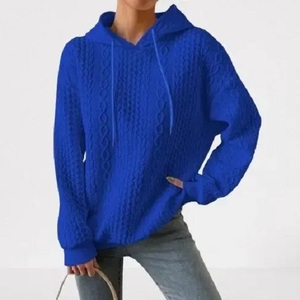 Nueva Sudadera con capucha holgada de moda Sudadera con capucha de manga larga para mujer Diseño de punto texturizado Sudaderas con capucha - Product Image 3