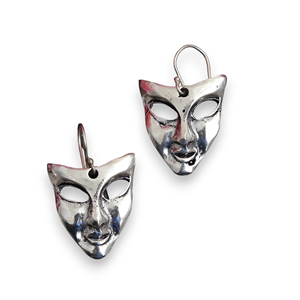 Pendientes colgantes de cara de Picasso para mujer, delicados hechos a mano, oro de 18 quilates y Plata de Ley 925 chapada con piedra principal de perla - Product Image 1