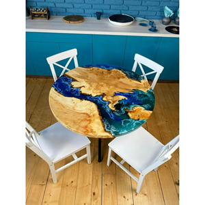 Table à manger de luxe moderne en résine artisanale, design artistique, table basse imperméable pour salon, pour célébration d'anniversaire de mariage - Product Image 3