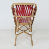 Chaise de bistrot française en rotin rouge Matignon - Design moderne avec housse amovible pour la maison, le bureau et l'hôtellerie