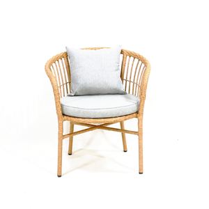 Artex Dong Thap Aluminum <b>Chair</b> with Yellow 10mm Hollow Round Wicker and Matching Flat Straps Including Gray Cushion and Pillow - Product Image 2