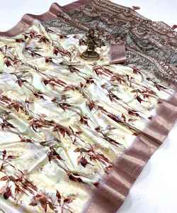 Saree en dentelle à fleurs pour fête indienne - Product Image 5