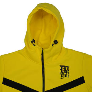 Conjunto Deportivo de Dos Piezas para Hombre, Color Amarillo y Negro, Estampado, Felpa Técnica, 100% Algodón, Grueso, Secado Rápido, con Logotipo Bordado y Pedrería, para Gimnasio - Product Image 6