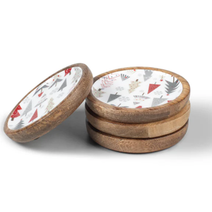 Sous-verres ronds en bois naturel de haute qualité avec sous-verres en bois uniques imprimés d'arbre de vacances pour les boissons du Vietnam - Product Image 2