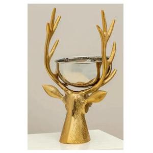 Antique Gold Aluminium Reindeer Holding <b>Bowl</b> Elegant Decor Serveware for Fruits Nuts Flowers Stylish <b>Christmas</b> Home Table Decor - Product Image 3