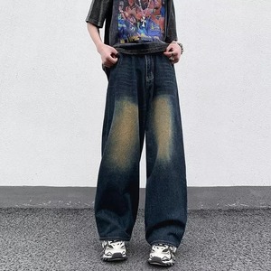New Men's <b>Y2K</b> Vintage High Street Wash Blue Baggy Denim <b>Trousers</b> Straight Jean Side Stripes Embroidered Hip Hop Winter Crystal - Product Image 3