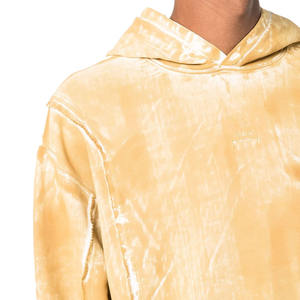 Pull à capuche délavé à l'acide pour homme, vêtement d'hiver à la mode, couleur Orange, avec poche avant, à bas prix, 2023 - Product Image 5