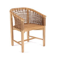 Chaises de salle à manger en bois de style contemporain avec dossier en corde pour l'ameublement extérieur et intérieur