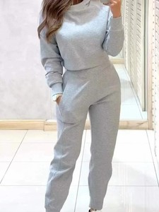New Stylish Design Women's Tracksuits Casual Long Sleeves Wholesale 2 Piece Set 100% Organic Cotton Sweat Suits - Product Image 6